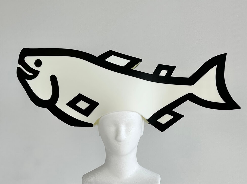 王子サーモンロゴ「フライングサーモン」かぶりもの