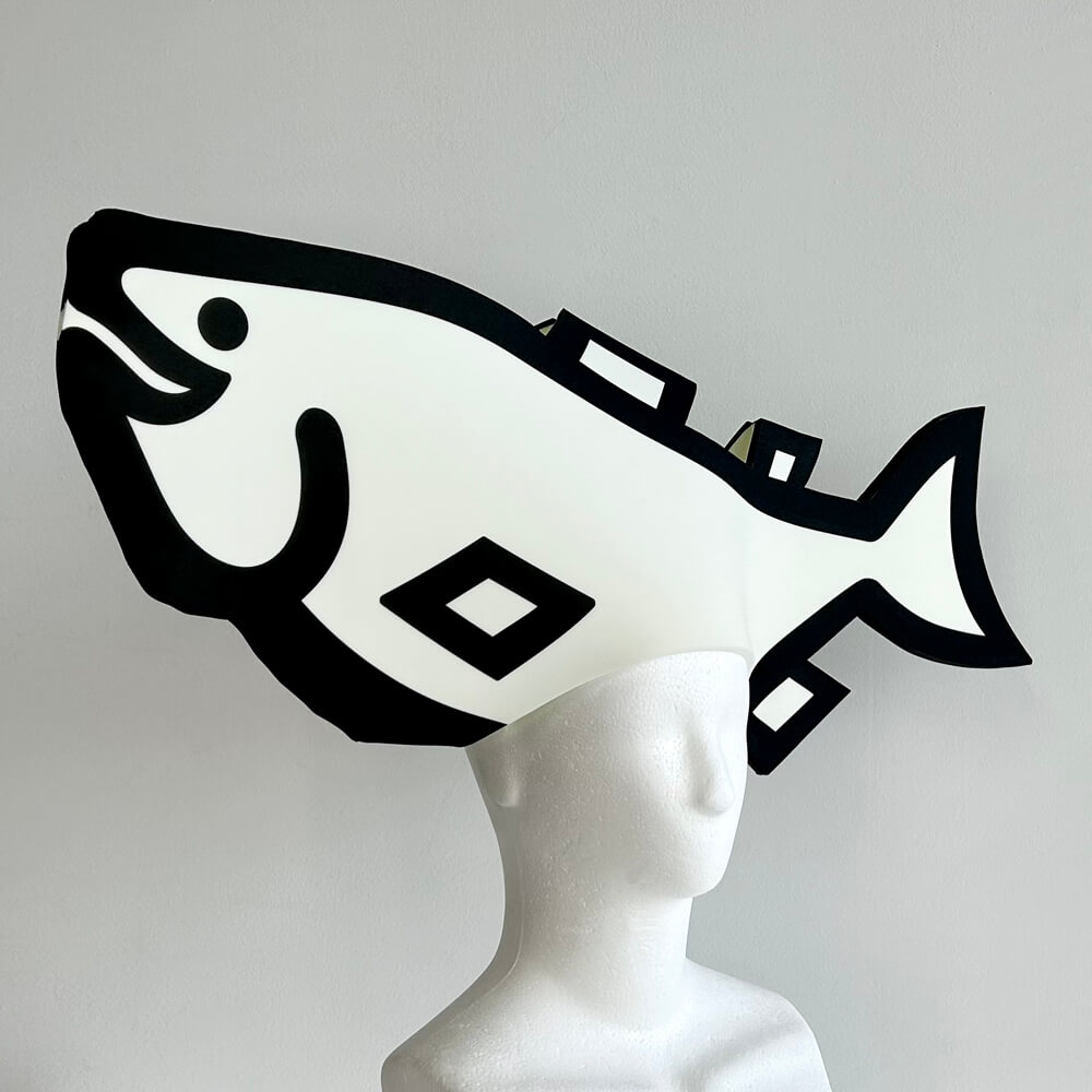 王子サーモンロゴ「フライングサーモン」かぶりもの