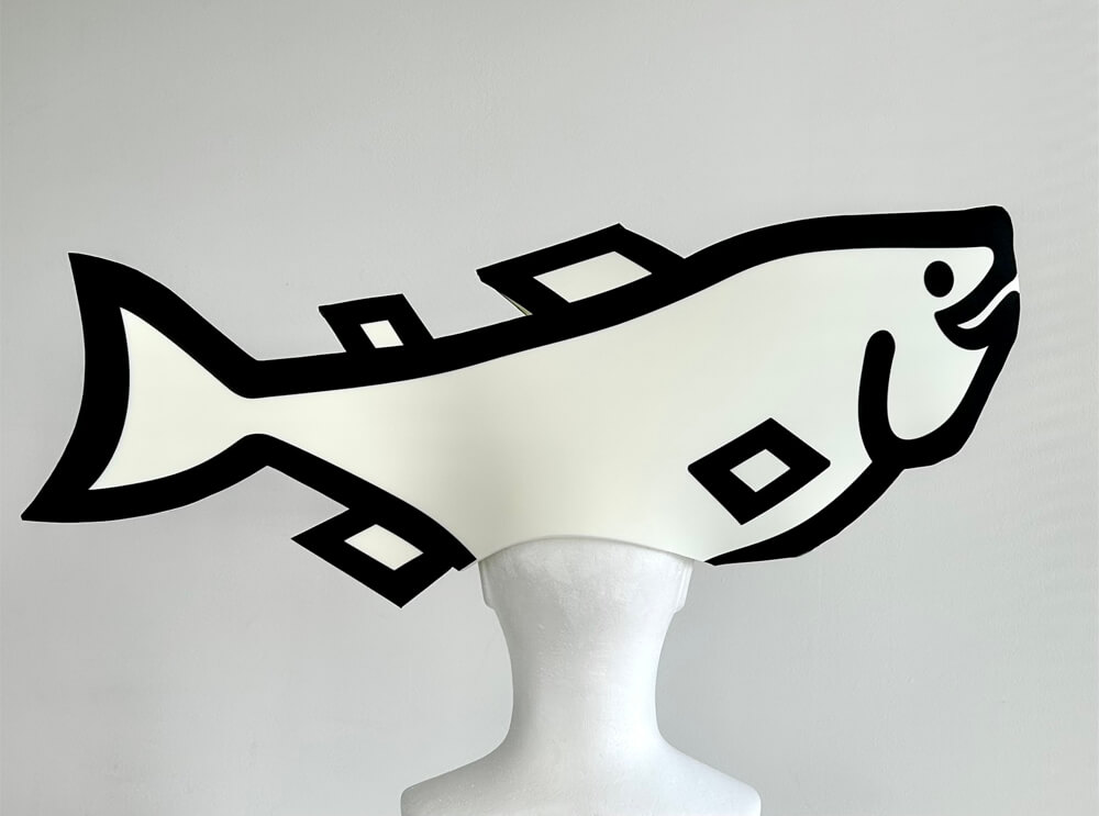 王子サーモンロゴ「フライングサーモン」かぶりもの